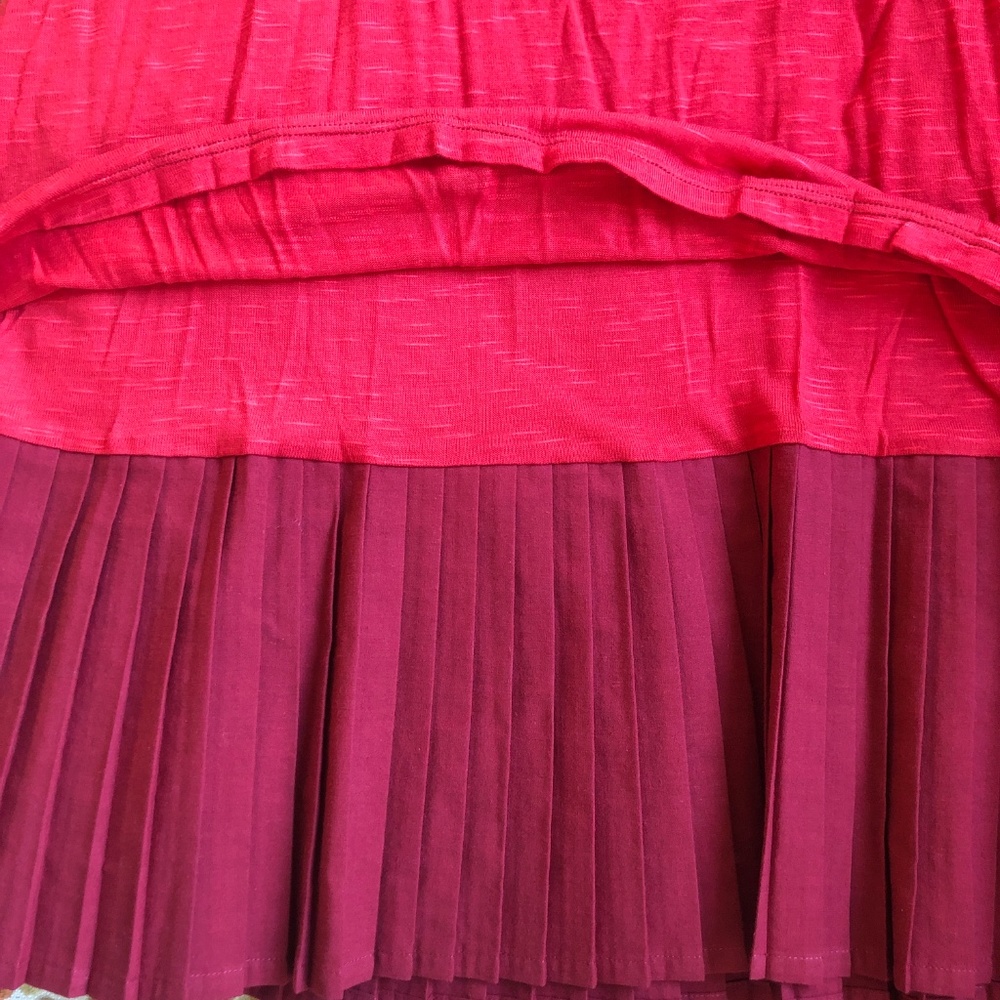 Free People Red Pleated Cowl Neck Shift Dress - Picture 3 of 5